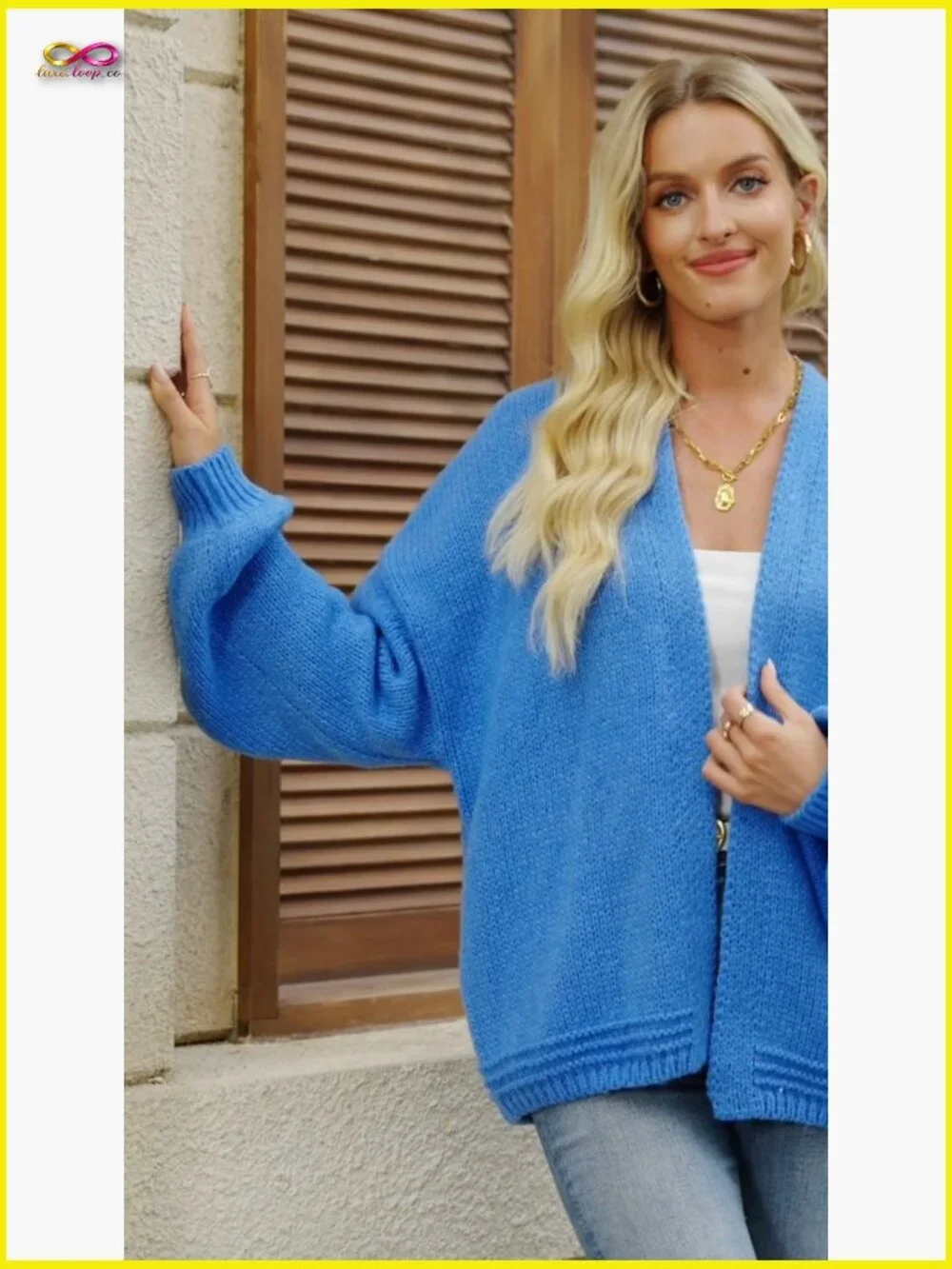 Chunky Knit Open Front Cardigan Long Lantern Sleeve Oversized Casual Fall Coat - Picture 7 of 7